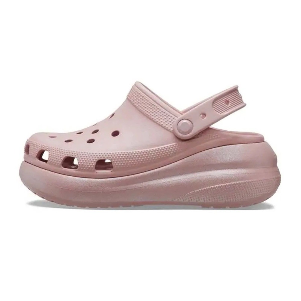 Crocs Classic Crush Platform Clogs Shimmer Waterproof Clay Pink Women's 8 Chunky